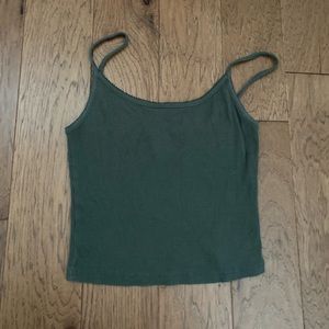 Olive Green Cropped Cami Tank Top